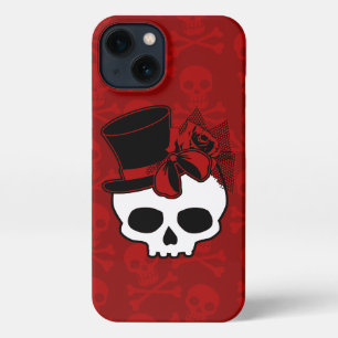 Niedlicher Schädel mit Top Hat Rose Red Bow iPhone 13 Hülle