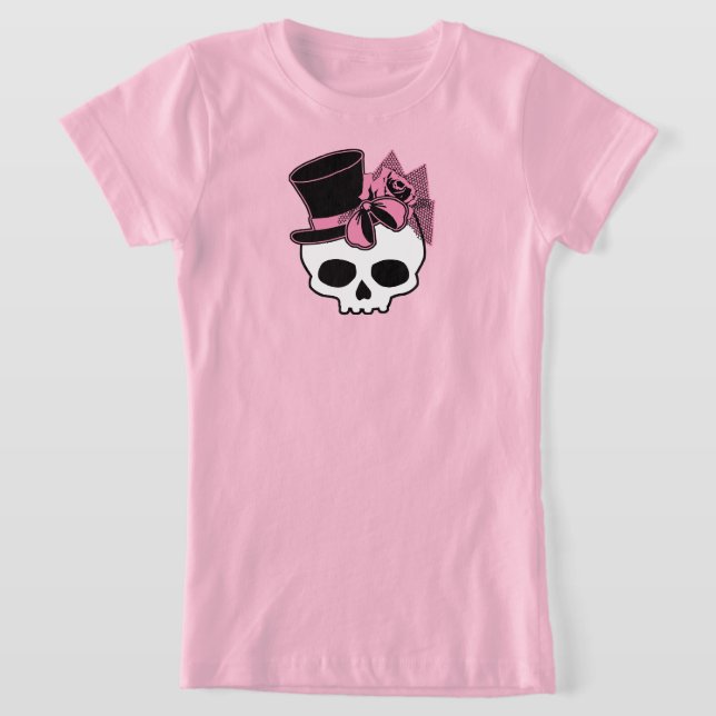 Niedlicher Schädel mit Top-Hat-Rose, rosa Leim T-Shirt (Ablage )