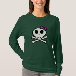 Niedlicher Schädel und gekreuzte Knochen mit rosa T-Shirt