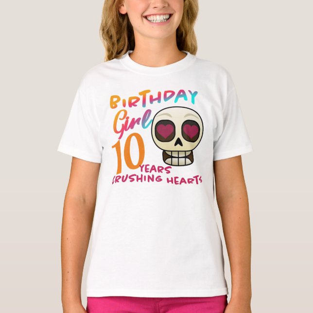 Niedlicher Schädel und Herz zum Geburtstag T-Shirt (Vorderseite)