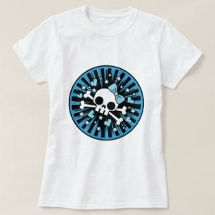 Niedlicher Schädel und Kreuzknochen - Blau T-Shirt