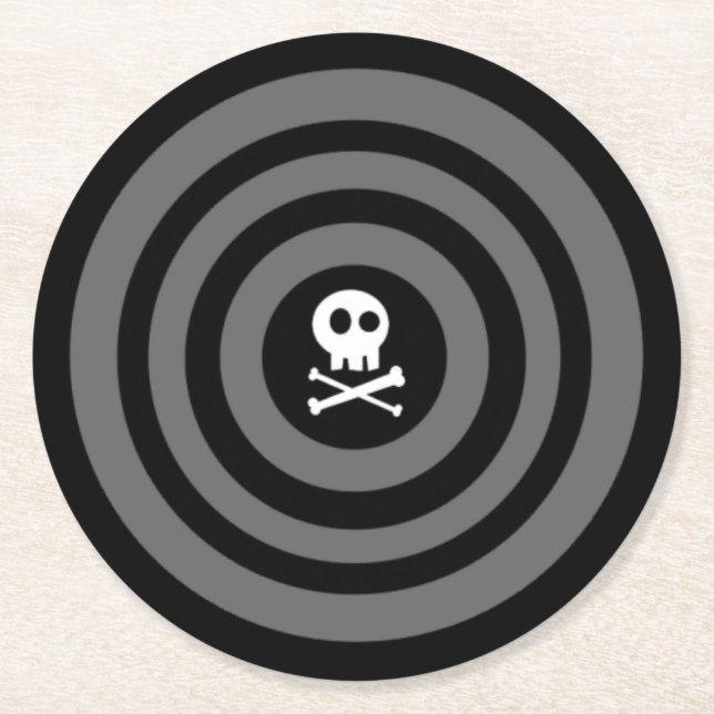 Niedlicher Schädel und Kreuzknochen Runder Pappuntersetzer (Vorderseite)