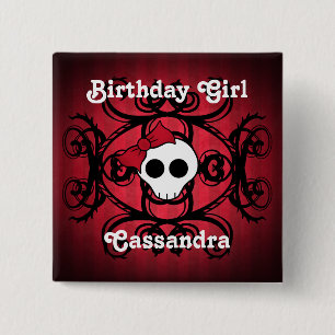 Niedlicher Schädelgeburtstag Button