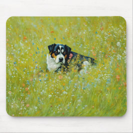 Niedlicher Schäferhund Mix Dog Blume der Whimsikku Mousepad