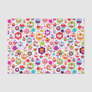 Niedlicher Schalenkuchen und Teetopf Seidenpapier