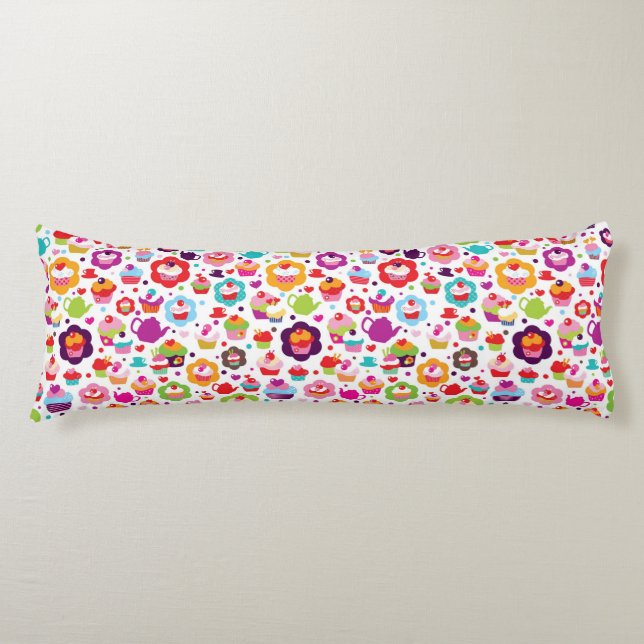 Niedlicher Schalenkuchen und Teetopf Seitenschläferkissen (Vorderseite)