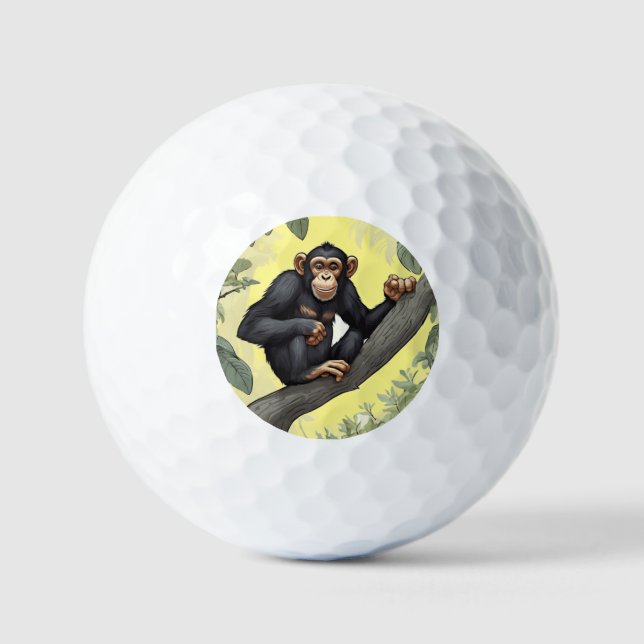 Niedlicher Schimpanse auf den Filialgrüßen Golfball (Vorderseite)