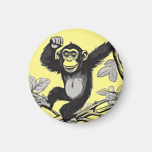Niedlicher Schimpanse auf den Filialgrüßen Magnet