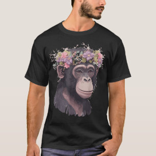 Niedlicher Schimpanse Blume Kronplatz Ape T-Shirt