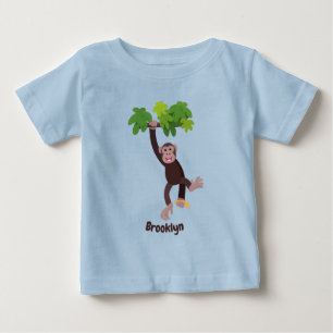 Niedlicher Schimpanse im Dschungel hängender Carto Baby T-shirt