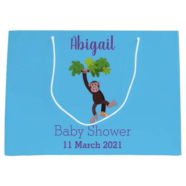 Niedlicher Schimpanse im Dschungel hängender Carto Große Geschenktüte (Vorderseite)