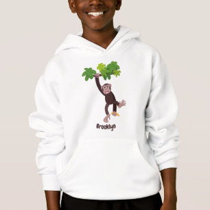 Niedlicher Schimpanse im Dschungel hängender Carto Hoodie