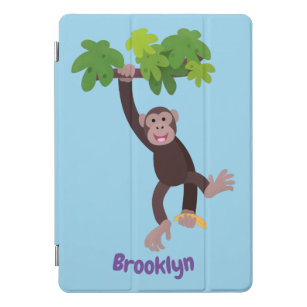 Niedlicher Schimpanse im Dschungel hängender Carto iPad Pro Cover