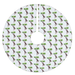 Niedlicher Schimpanse im Dschungel hängender Carto Polyester Weihnachtsbaumdecke