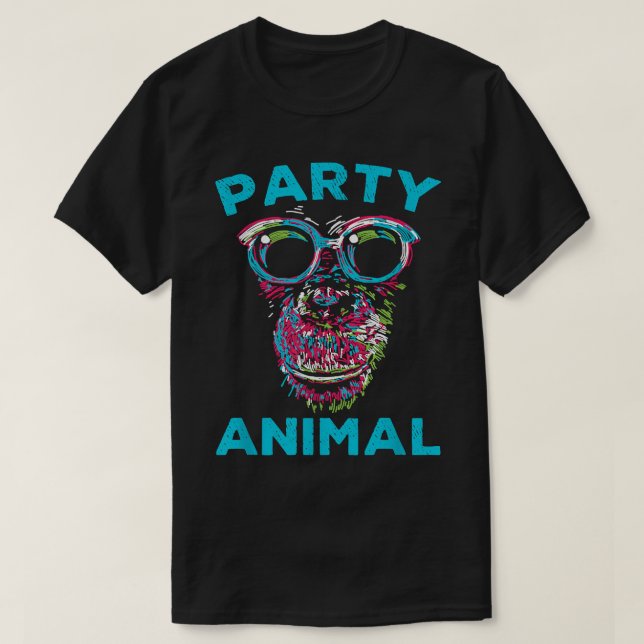 Niedlicher Schimpanse Party tierisches Lover farbi T-Shirt (Design vorne)