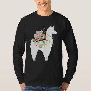 Niedlicher Schlaf bei Llama Koala Männer Frauen Ki T-Shirt