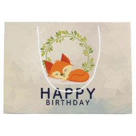 Niedlicher Schlaf Orange Fox Happy Birthday Große Geschenktüte