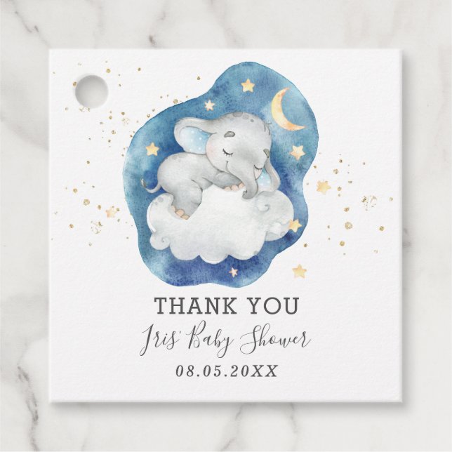 Niedlicher schlafender Elephant Stars Baby Boy Dan Geschenkanhänger (Vorderseite)