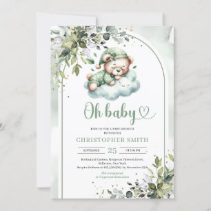 Niedlicher schlafender Teddybär geschlechtsneutral Einladung