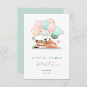 Niedlicher Schlaffox Balloons Motif Aquamarin Baby Dankeskarte