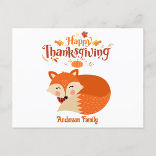 Niedlicher Schlaffox Happy Thanksgiving Postkarte