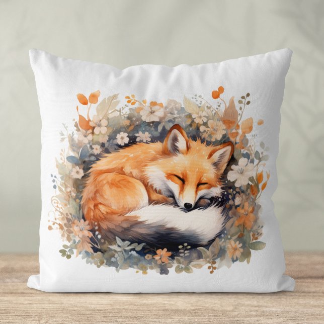 Niedlicher Schlaffuchs Kissen (Cute sleeping fox watercolour pillow)