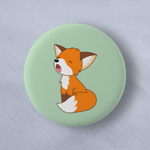 Niedlicher schläfriger kleiner Fox Button
