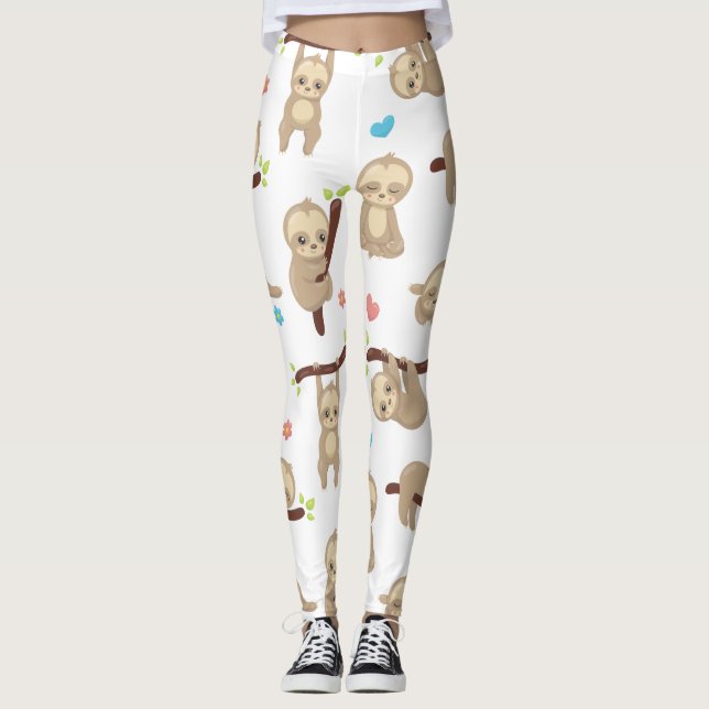 Niedlicher schläfriger Sloth Leggings (Vorderseite)
