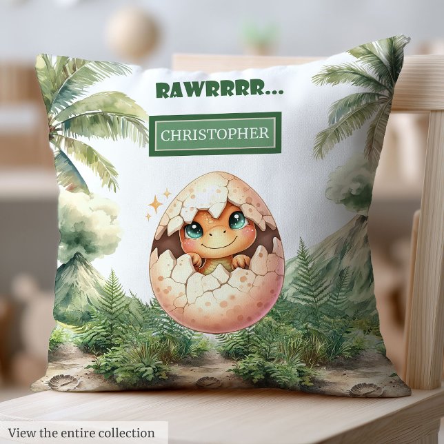 Niedlicher Schlag Bald Baby Dinosaurier Personalis Kissen (Cute Hatching Soon Baby Dinosaur Personalized Gift Throw Pillow)