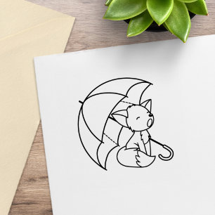 Niedlicher Schlampenfuchs unter Umbrella Color Me Gummistempel