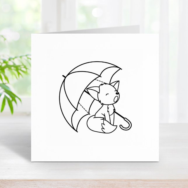 Niedlicher Schlampenfuchs unter Umbrella Color Me Gummistempel (Von Creator hochgeladen)