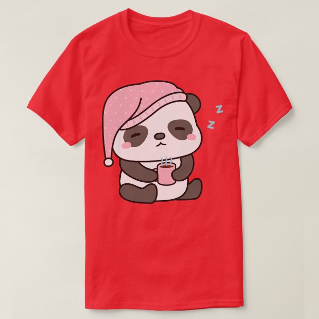 Niedlicher, schlampiger Panda mit Kaffee T-Shirt (Design vorne)