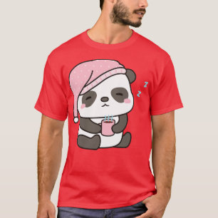 Niedlicher, schlampiger Panda mit Kaffee T-Shirt