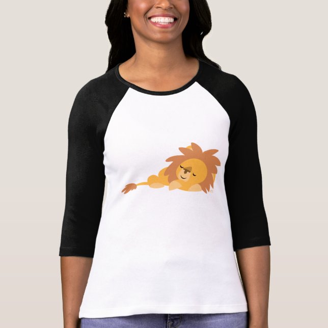 Niedlicher schlummernder Cartoon Löwe Women T - Sh T-Shirt (Vorderseite)