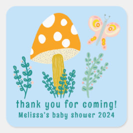 Niedlicher Schmetterling dank CUSTOM Baby Dusche Quadratischer Aufkleber