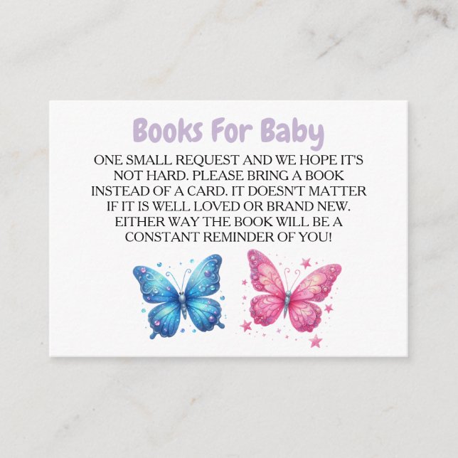 niedlicher Schmetterling Gender Reveal Party Garte Begleitkarte (Vorderseite)