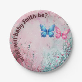 niedlicher Schmetterling Gender Reveal Party Garte Pappteller