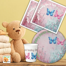 niedlicher Schmetterling Gender Reveal Party Garte Pappteller