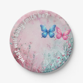 niedlicher Schmetterling Gender Reveal Party Garte Pappteller