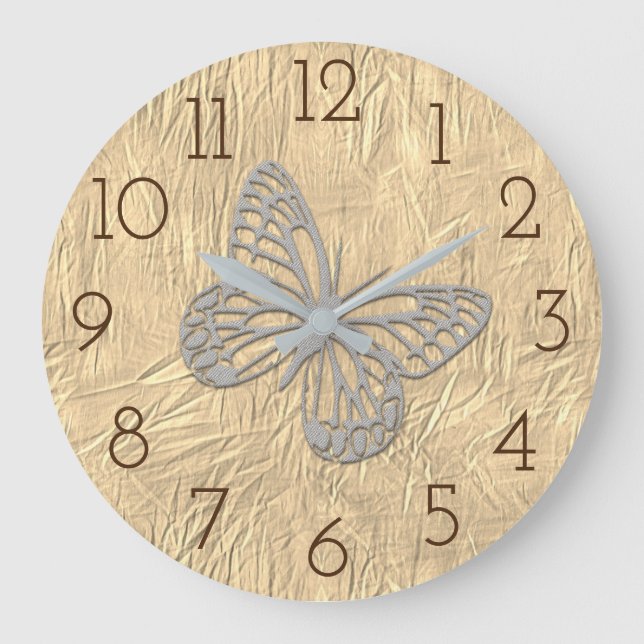 Niedlicher Schmetterling Große Wanduhr (Vorderseite)