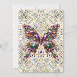 Niedlicher Schmetterling Mardi Gras Feiertagskarte