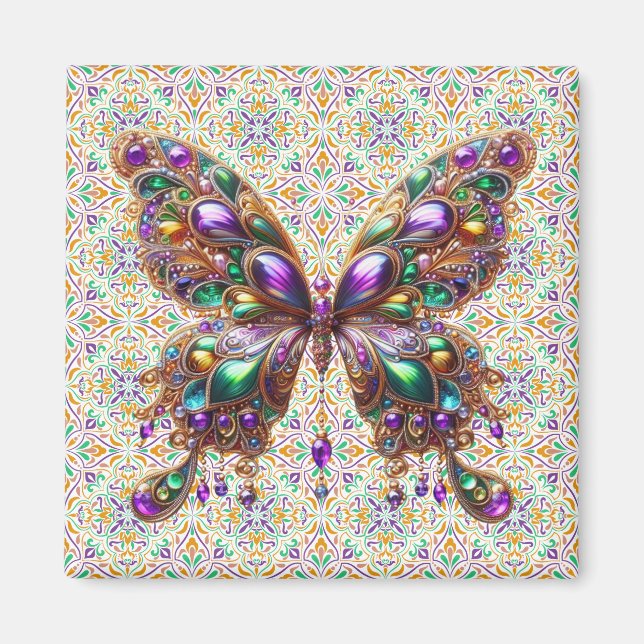 Niedlicher Schmetterling Mardi Gras Magnet (Vorne)