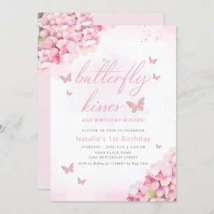 Niedlicher Schmetterling Pink Aquarell Floral 1. G Einladung