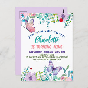 Niedlicher Schmetterling Polka dot floral Blume Ge Postkarte