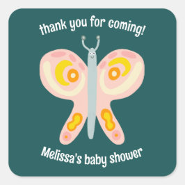 Niedlicher Schmetterling Vielen Dank CUSTOM Babydu Quadratischer Aufkleber