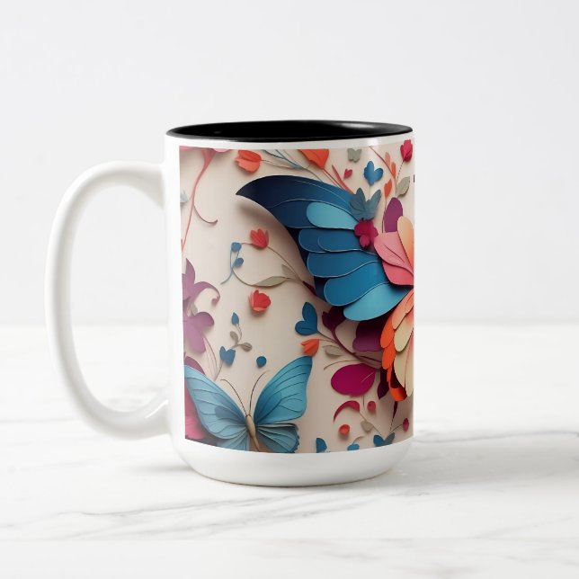 Niedlicher Schmetterling Zweifarbige Tasse (Links)