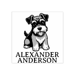 Niedlicher Schnauzer Cartoon Personalisieren Gummistempel