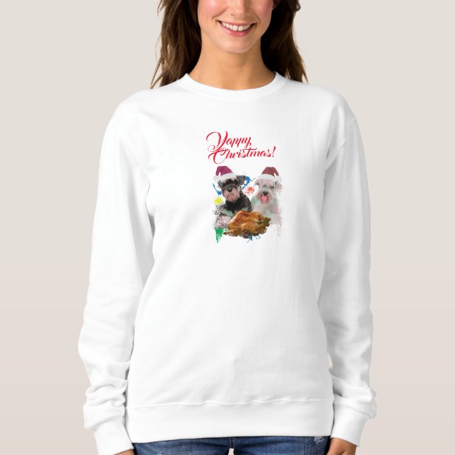 Niedlicher Schnauzer Dog Yappy Weihnachten Sweatshirt (Vorderseite)