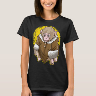 Niedlicher schneebedeckter Affe mit einem Meme T-Shirt