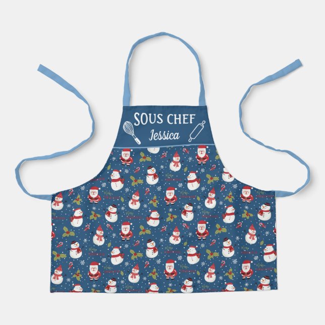 Niedlicher Schneefahrer Weihnachtsfamilie Schürze (Vorderseite)